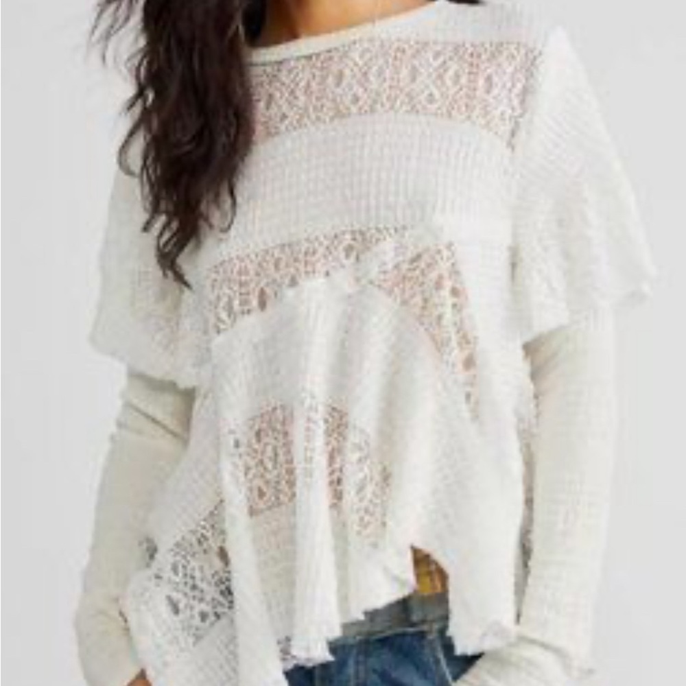 Free people white lace top size XS